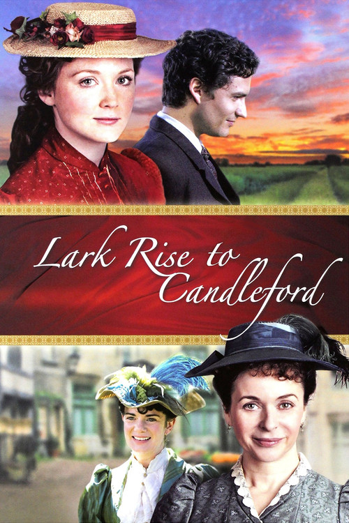 The poster features a romantic scene with a woman in a red dress and a man in a suit against a sunset backdrop. Below, another couple is shown in period clothing, suggesting a historical drama. The warm colors and nostalgic imagery evoke a sense of romance and adventure.