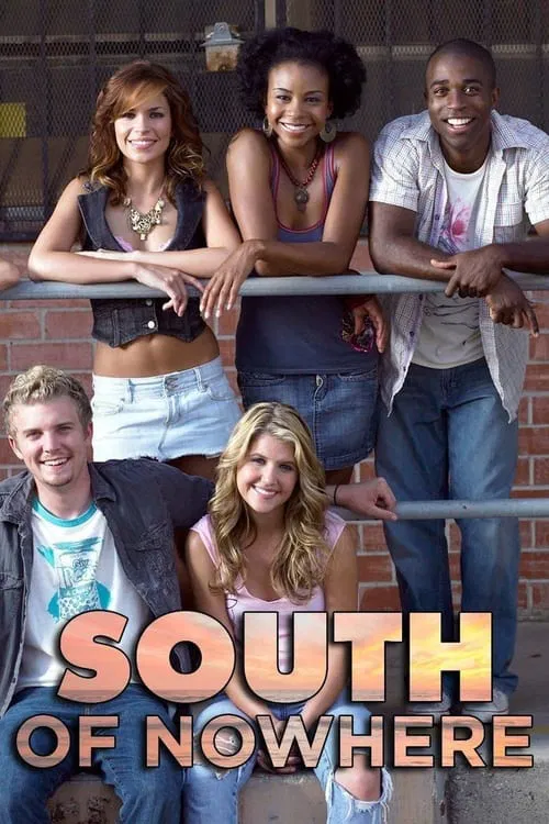 The poster features six diverse teenagers posing confidently in front of a brick building, with warm lighting enhancing their youthful energy. The vibrant colors and confident expressions convey a lively, energetic mood, suggesting a fun and adventurous family-friendly show.