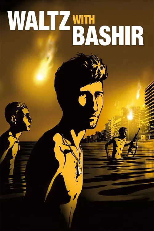 The poster features a dramatic, sepia-toned image of a man in a suit, with another figure in the background and a cityscape at night. The warm yellow glow contrasts with the dark tones, creating a mysterious and suspenseful mood.